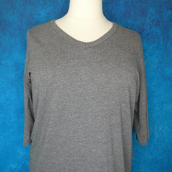 Woman Within Gray Three Quarter Sleeve Tee 22/24 - Picture 3 of 8